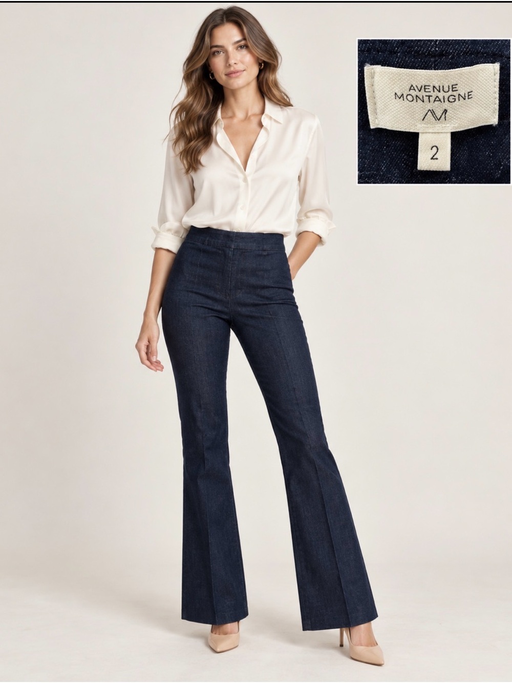 Avenue Montaigne Valentina Dark Denim Flare Pants – Size 2
